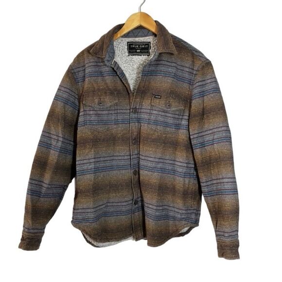 True Grit Brown and Blue Plaid Shirt Jacket - Picture 1 of 7